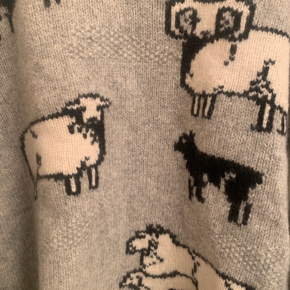 ✨WOOLRICH Vintage 90s Gray Wool Ram & Sheep Sweater Size XL - Picture 4 of 12